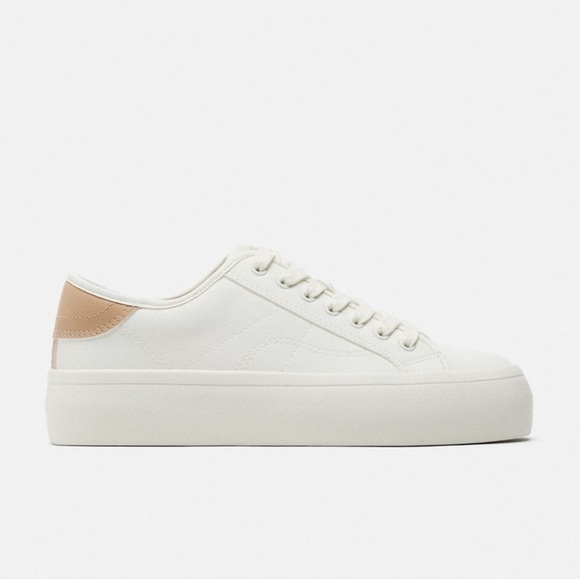 NWT. Zara White Athletic Platform Casual Sneakers. Size 11. - Picture 1 of 9